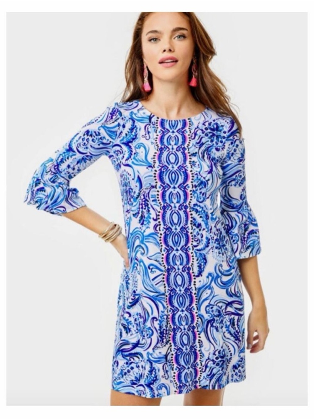 Lilly Pulitzer Ophelia Swing Dress Resort White Don’t Be Jelly Blue Size XL